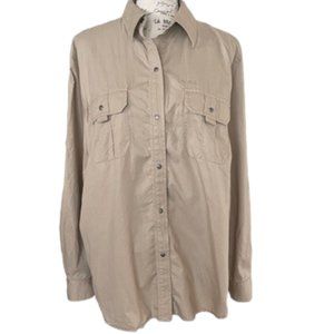 Lauren Ralph Lauren Long Roll-Tab Sleeve Snap Front Cotton Shirt
